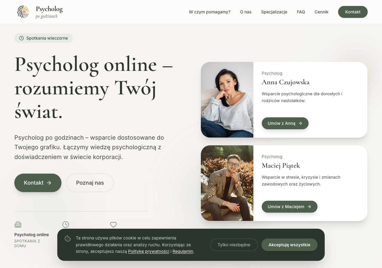 Strona internetowa Psycholog po Godzinach